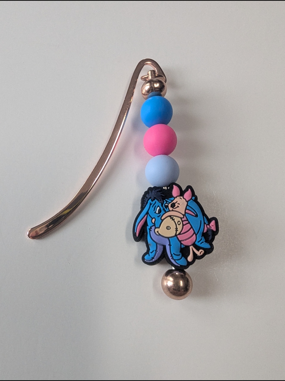 Handmade Disney Eeyore Piglet Bookmark Charm - Blue Pink NEW